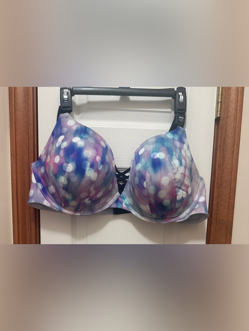 NEW Torrid XO plunge push up print 360 back smoothing bra sparkle wash  46DD